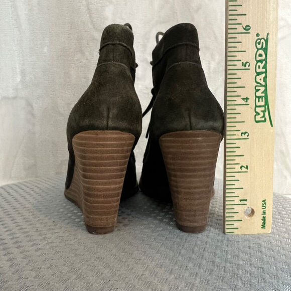 Lucky Brand Ysabel Chukka Booties Womens 6 Green Suede Lace Up Wedge Ankle Shoes - Picture 7 of 13